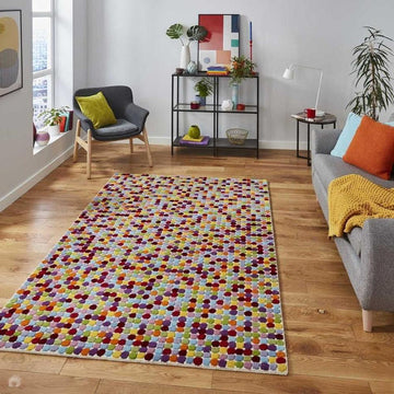 Prism PR429 Modern Geometric Spot Mosaic Hand-Woven Wool Red/Green/Blue/Yellow/Orange/Purple/Multicolour Rug-Think Rugs-Rug Love - The Most Loved Rug Store